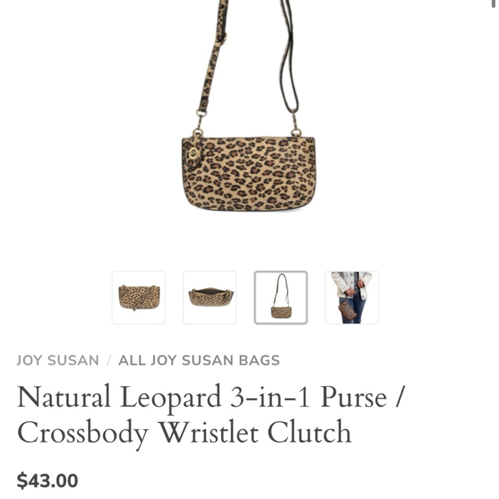 Joy Natural Leopard 3-in-1 Purse/Crossbody wristlet Clutch NWT